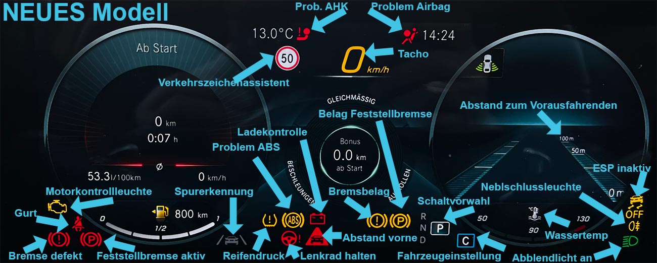 Kontrolleuchten neues Fahrzeug